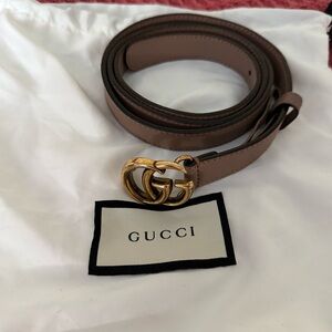 Gucci Marmont Leather Belt with Gold GG Buckle